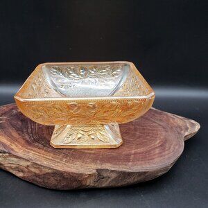 Vintage Jeannette Marigold Carnival Glass Acorn Candy Dish Line 125 Base Only
